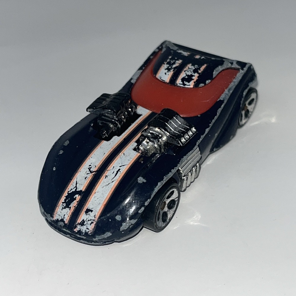 Vintage 1993 Hot Wheels Twin Mill II Die-Cast Sports Car Navy w/ Red Accents